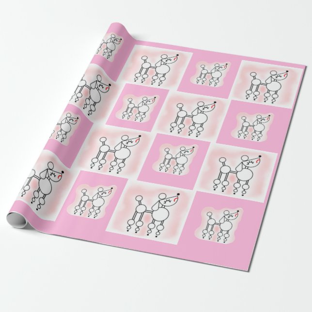 Poodle Birthday Wishes, Gift Wrap Paper on a Roll (Unrolled)