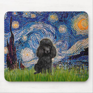Poodle (black 1) - Starry Night Mouse Mat