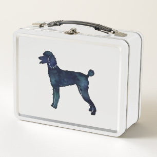 Poodle Black Watercolor Silhouette Metal Lunch Box