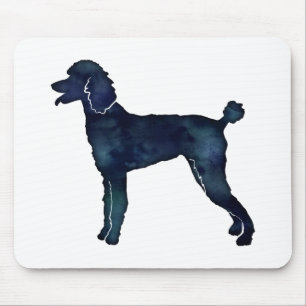 Poodle Black Watercolor Silhouette Mouse Mat