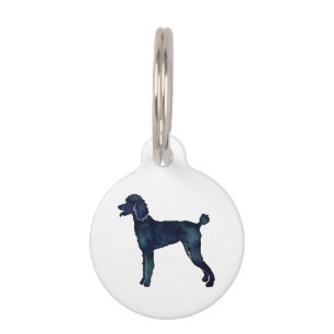 Poodle Black Watercolor Silhouette Pet Tag