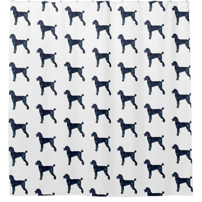 Poodle Black Watercolor Silhouette Shower Curtain (Front)