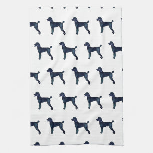 Poodle Black Watercolor Silhouette Tea Towel