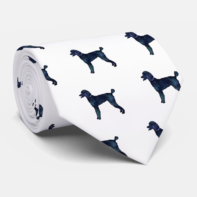 Poodle Black Watercolor Silhouette Tie (Rolled)