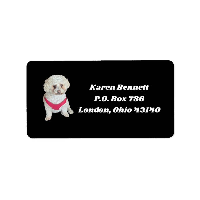 Poodle Black White Address Labels (Front)
