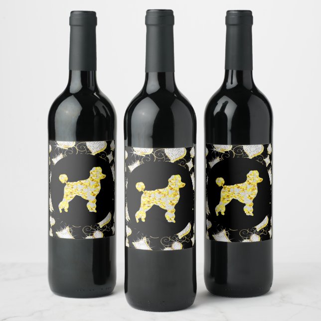 POODLE  BLING WINE LABEL (Bottles)