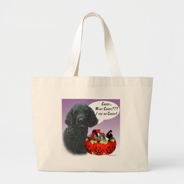 Poodle (blk) Halloween Candy Large Tote Bag (Front)