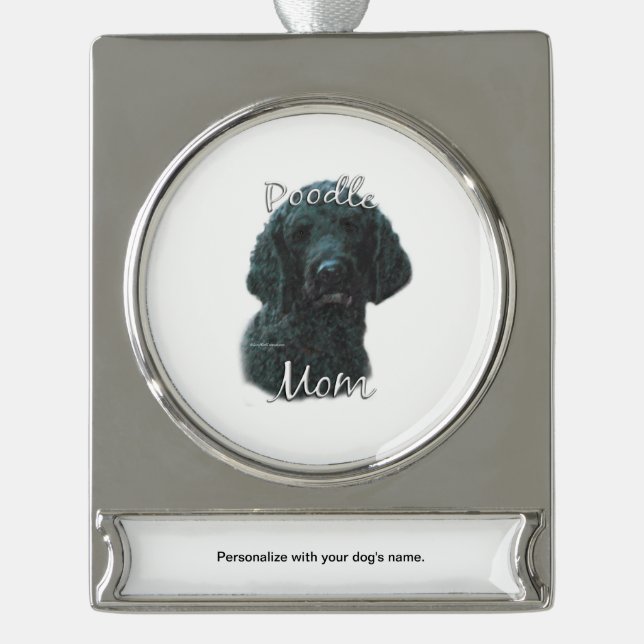 Poodle (blk) Mum 2 Silver Plated Banner Ornament (Front)
