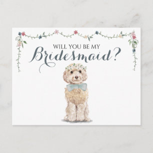 Poodle Boo Dog Bridal Party Be My Bridesmaid Invitation Postcard