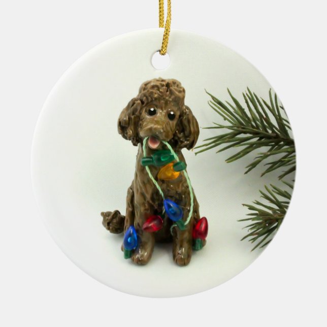Poodle brown Dog Ceramic Ornament (Front)