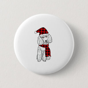 Poodle Buffalo Plaid Poodles Dog Lover Christmas 6 Cm Round Badge