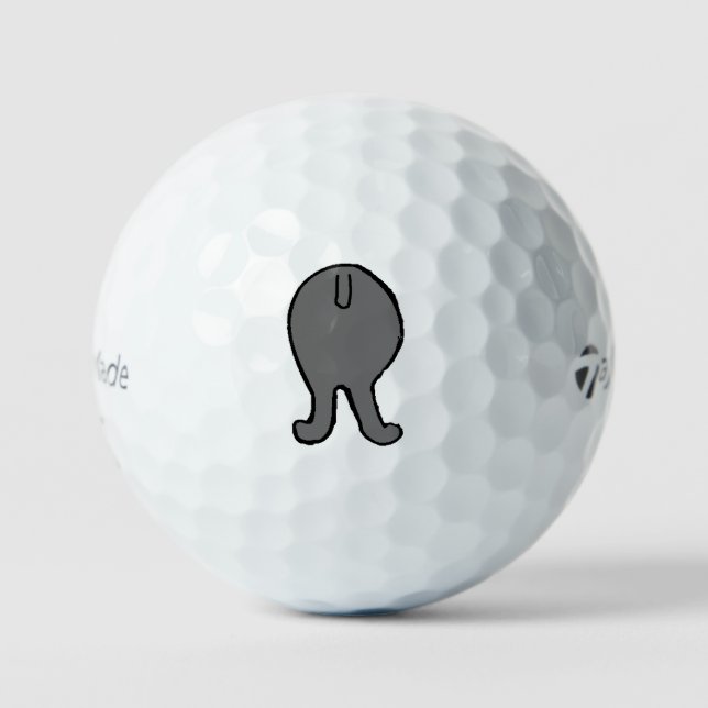 poodle butt grey golf balls (Front)