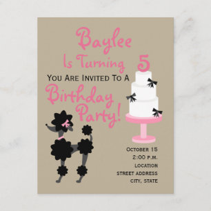 Poodle & Cake Birthday Invitation