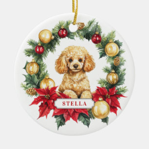 Poodle Ceramic Circle Ornament