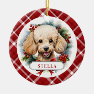 Poodle Ceramic Circle Ornament