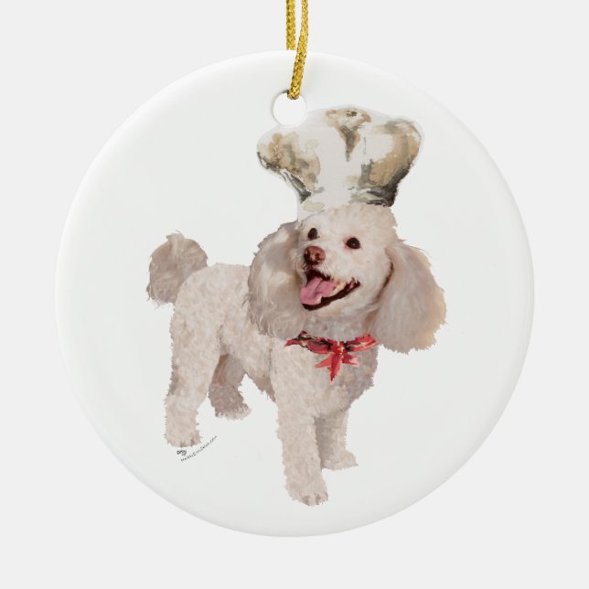 Poodle Ceramic Tree Decoration (Front)