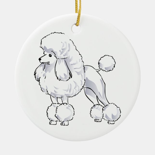 Poodle Ceramic Tree Decoration (Front)