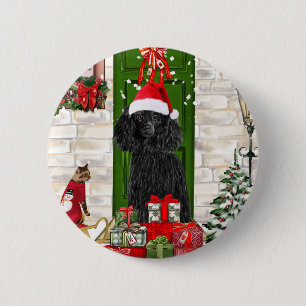 Poodle Christmas 6 Cm Round Badge