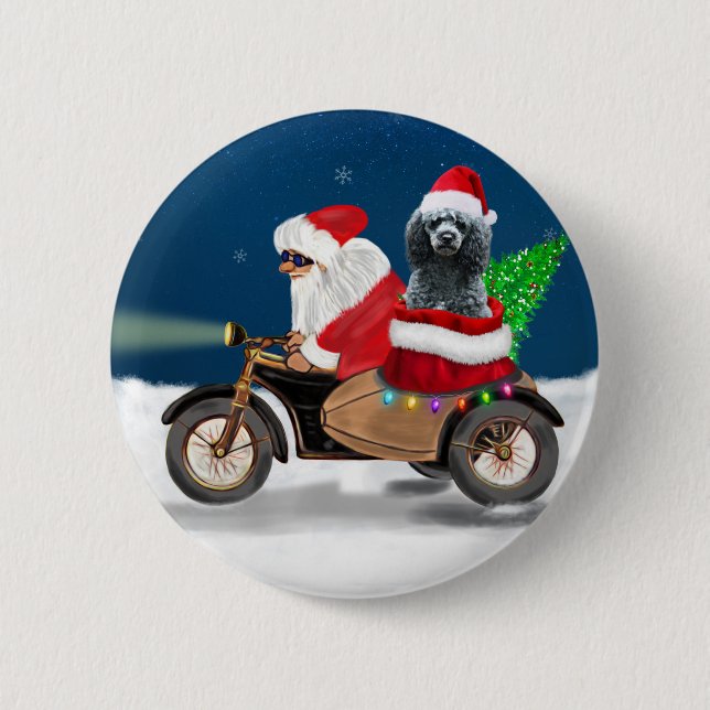 Poodle Christmas 6 Cm Round Badge (Front)