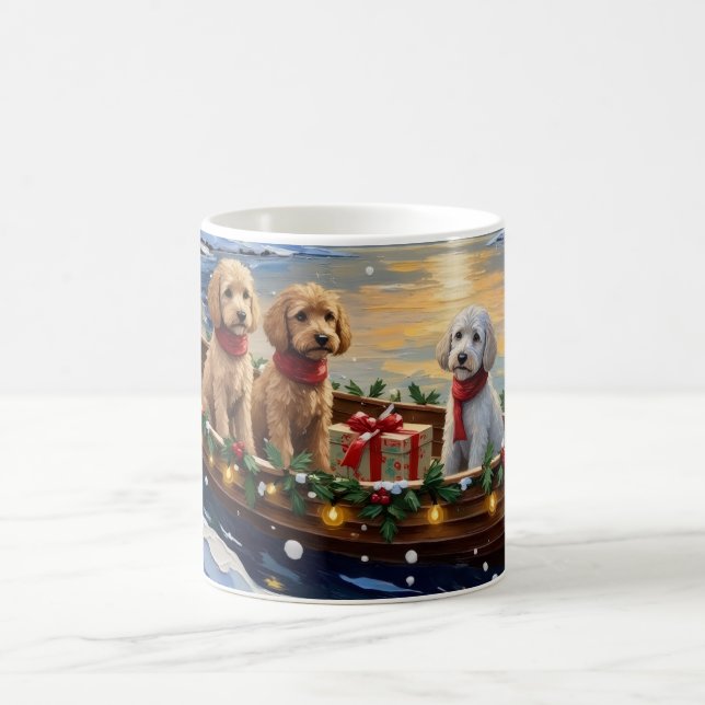Poodle Christmas Boat Holiday Coffee Mug (Center)