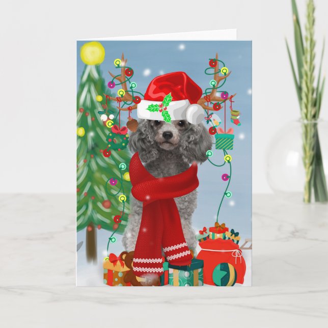Poodle Christmas Card (Front)
