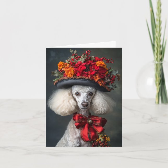 Poodle Christmas Card Elegant Victorian Dog (Front)