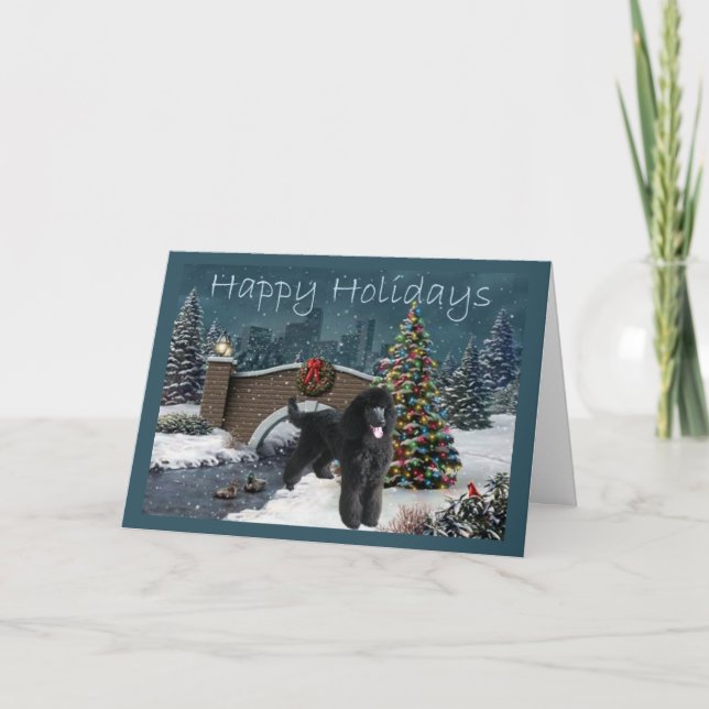 Poodle Christmas Card Evening (Front)