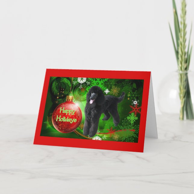 Poodle  Christmas Card Happy Holidays Ball (Front)