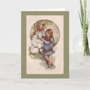 Poodle  Christmas Card Vintage