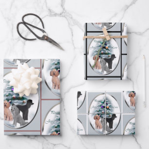 Poodle Christmas Cards Gifts Wrapping Paper Sheet