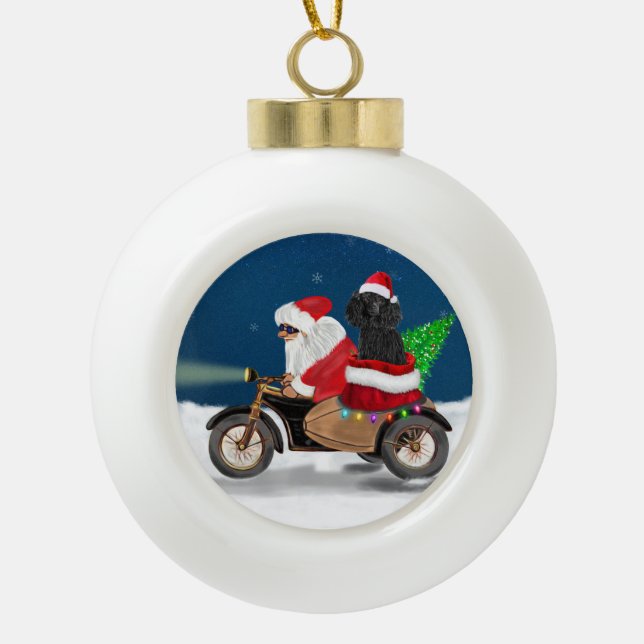 Poodle Christmas Ceramic Ball Christmas Ornament (Front)
