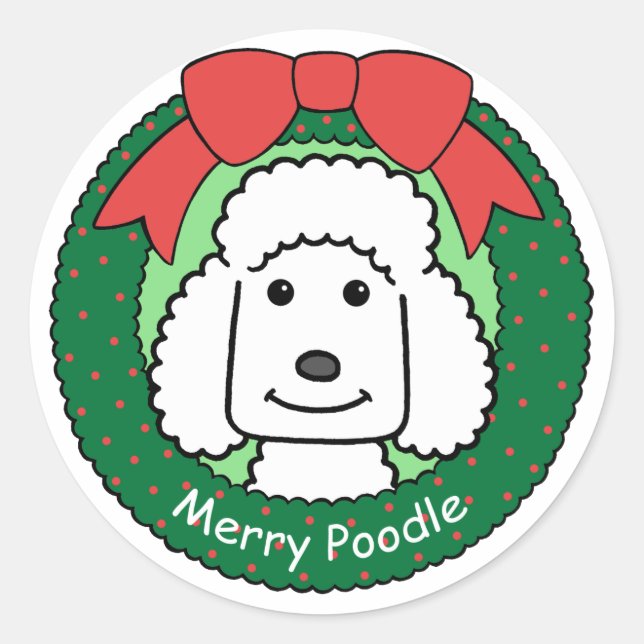 Poodle Christmas Classic Round Sticker (Front)
