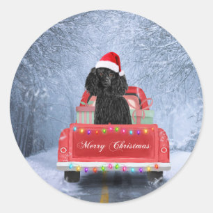 Poodle Christmas Classic Round Sticker