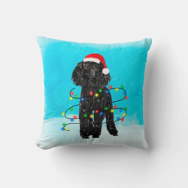 Poodle Christmas Cushion (Front)