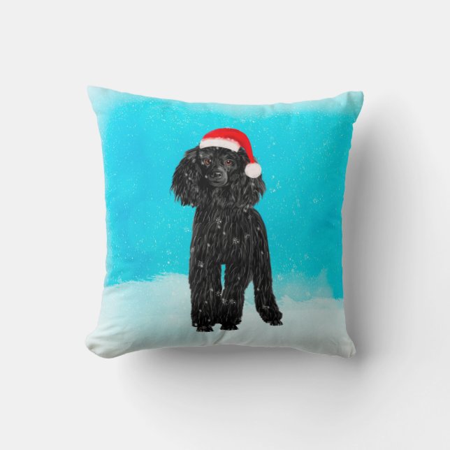 Poodle Christmas Cushion (Front)