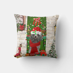 Poodle Christmas Cushion