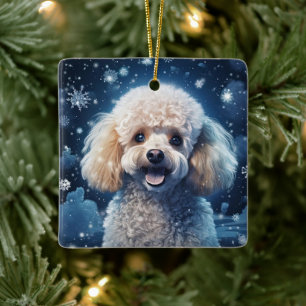 Poodle Christmas Decoration, Gift For Dog Lovers Ceramic Ornament