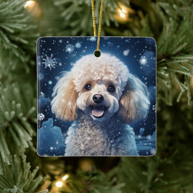 Poodle Christmas Decoration, Gift For Dog Lovers Ceramic Ornament (Tree)