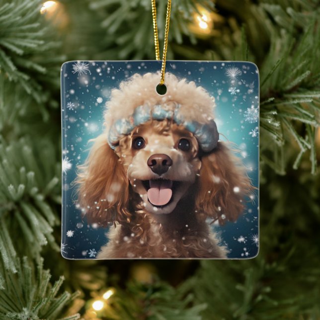 Poodle Christmas Decoration, Gift For Dog Lovers Ceramic Ornament (Tree)