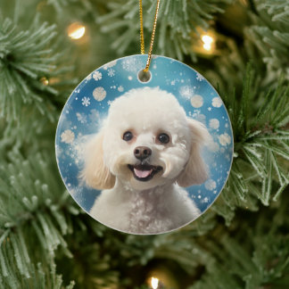 Poodle Christmas Decoration, Gift For Dog Lovers Ceramic Tree Decoration