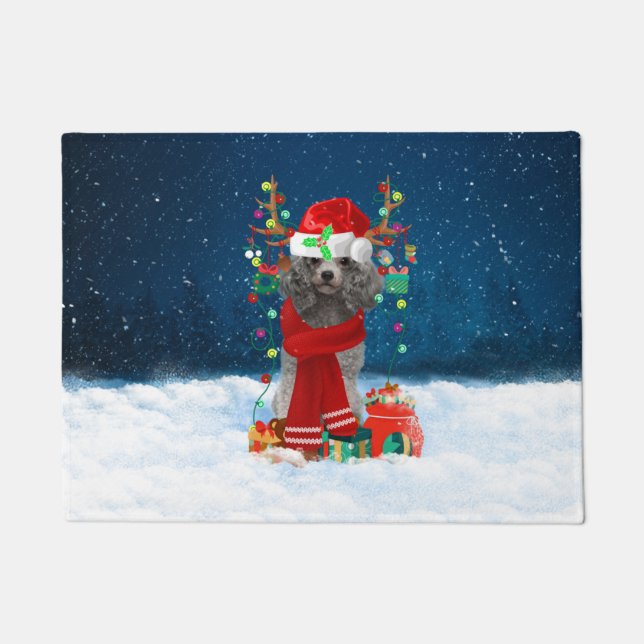 Poodle Christmas Doormat (Front)