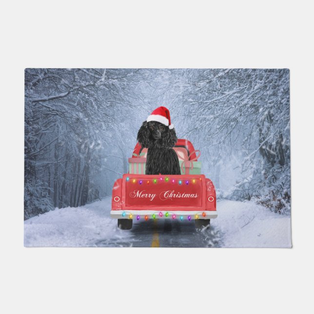 Poodle Christmas Doormat (Front)