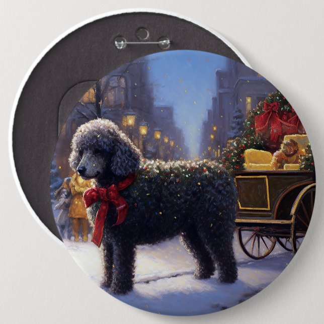 Poodle Christmas Festive Season 6 Cm Round Badge (Front & Back)