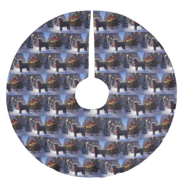 Poodle Christmas Festive Season Brushed Polyester Tree Skirt (Front)