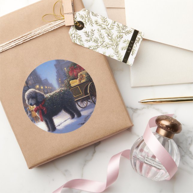 Poodle Christmas Festive Season Classic Round Sticker (Gifting)