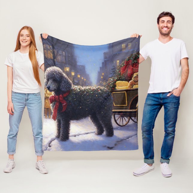 Poodle Christmas Festive Season Fleece Blanket (In Situ)