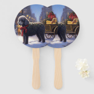 Poodle Christmas Festive Season Hand Fan