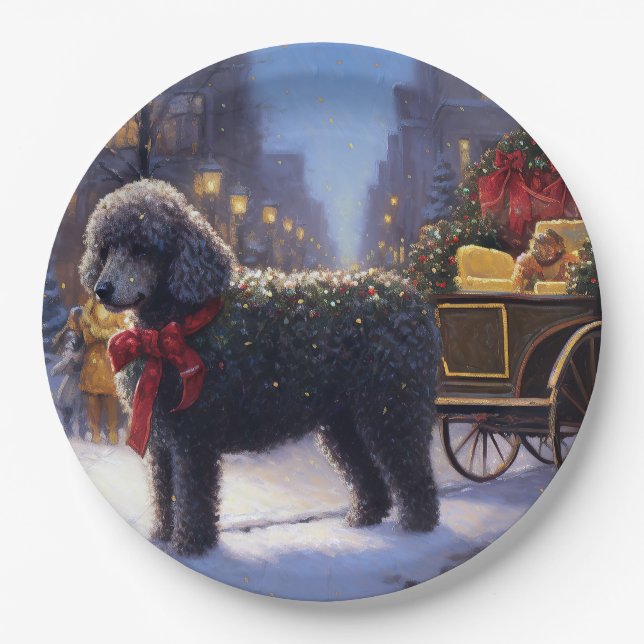 Poodle Christmas Festive Season Paper Plate (Front)