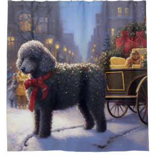 Poodle Christmas Festive Season Shower Curtain