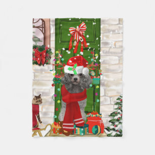 Poodle Christmas Fleece Blanket